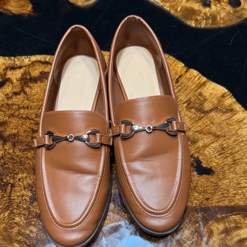 LOFT Tan Leather Loafers